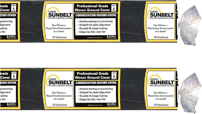 Dewitt Sunbelt Weed Barrier Fabric 3.2 oz 6x300 &amp 4x300 Feet – Heavy-Duty Ground Cover Mat for Greenhouse Floors Garden Rows Raised Beds Yard Gardening and Outdoor Landscape Protection