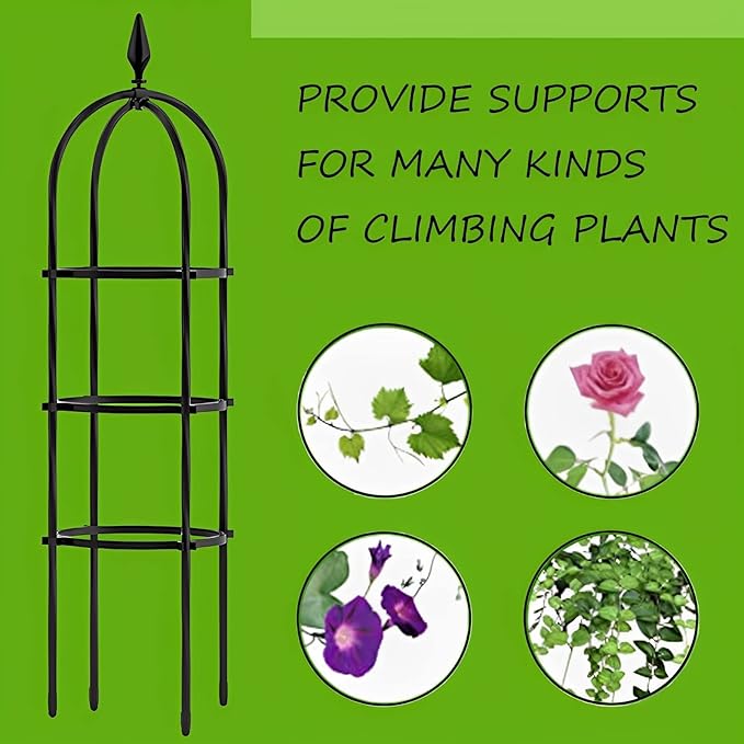 Garden Obelisk Potted Plant Stand Tomato Cage Garden Trellis for Climbing Plants Patio Backyard Flowers Black/White (Color : White Size : 190x25cm)