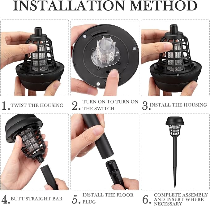 Qualirey 12 Pcs Solar Bug Zapper Outdoor Waterproof Solar Mosquito Zapper Outdoor Solar Powered Mosquito Killer Lamp Lighting Mosquito Repellent Lamp for Patio Yard Garden Insect Purple White Light