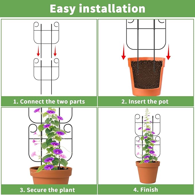 8 Pack Trellis for Climbing Plants Indoor Expandable Small Metal Trellis for Potted Plants Flowers Vine Ivy Sturdy Houseplant Pothos Plant Climber Support