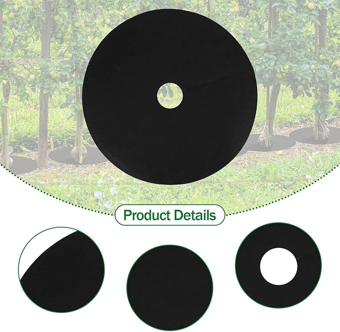 misppro 10 Pieces Tree Mulch Ring Weed Barrier Mat for Gardening and Landscaping Reusable Weed Preventer Protector Mat Black 24.41 Inch Diameter