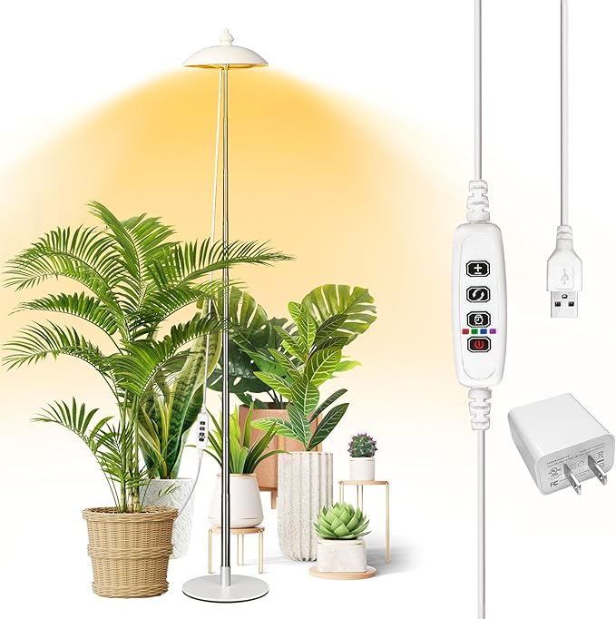 LED Floor Grow Lights for Indoor Plants Corner Stand Full Spectrum Plant Growing Lamp 10 Dimmable Levels Auto 3/6/9/12H Timer Grow Light Height Adjustable for Large Tall Plants