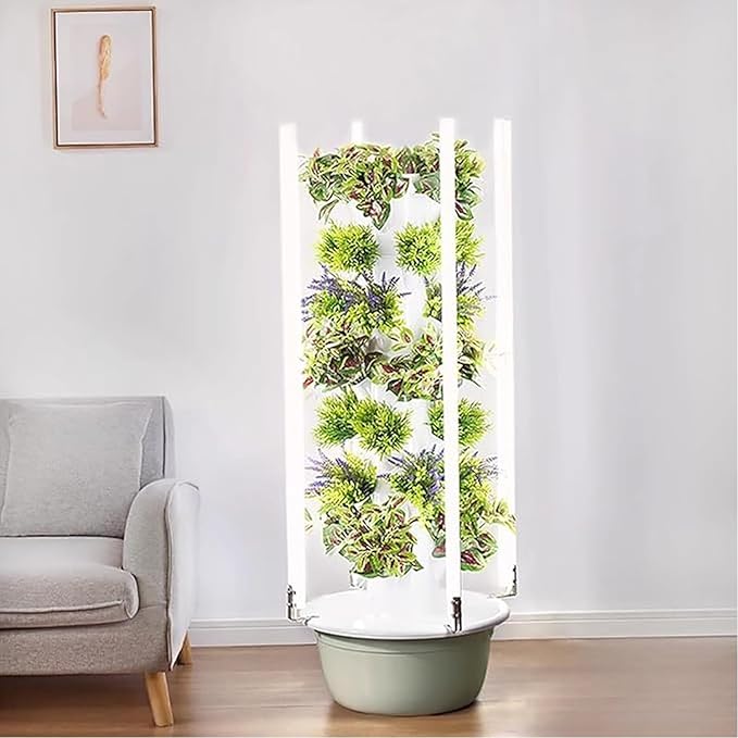 Hydroponics Growing System Hydroponic Growing Kits &amp Systems Hydroponics Tower with LED Grow Light with Hydrating Pump Adapter for Herbs Fruits and Vegetables7 Layer