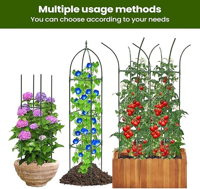 Garden Trellis - Adjustable Vertical Support Stake | Flowers Steel Frame Vertical Stand Frame Holder All Weather Climbing Frames for Vines Flowers Pea Bean Tomato Clematis Window Sill Balcony