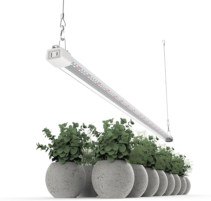 LED Grow Light 4FT Full Spectrum Compact Linkable Lighting Fixture for Indoor Greenhouse Year Round Plant Seedlings Essential Grow Slim Hanging Suspended Strip