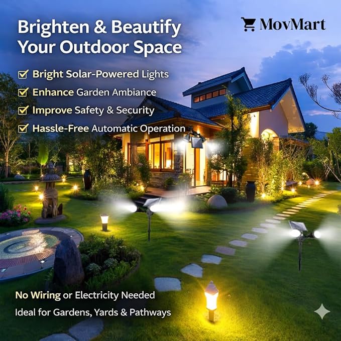 Solar Outdoor Spotlights Dual-Head 36 LED Solar Security Light with Motion Sensor Ultra-Bright Landscape Wall &amp Ground Lights Waterproof Solar Powered Lighting for Yard Garden Patio Driveway