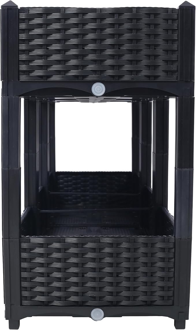 Planter Raised Beds - Elevated Garden Box with Drainage 47.2x15.7x27.7 Black for Vegetables Flowers Herbs