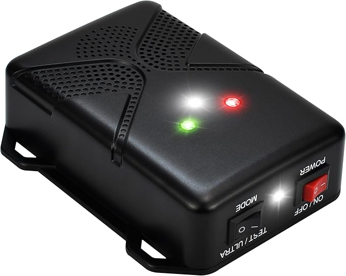 Ultrasonic Rodent Repellent for Car Engine – Battery Powered Under Hood Mouse Repeller with Flashing Strobe Light Keeps Rats and Mice Away from Vehicle Automobile Truck Garage Attic Barn Shed