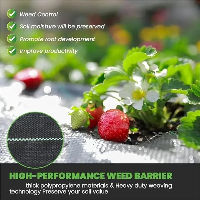 Weed Barrier Fabric Weed Barrier Fabric Heavy Duty Woven Control Non-Slip Block Polyethylene Ground(200X1500CCM)