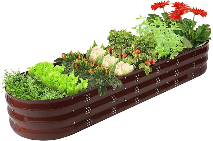 Galvanized Raised Garden Bed Outdoor 67 D x 20 W x10 H 7 cu. ft. Planter for Outdoor Plants Large Metal Raised Garden Bed Kit (Brown)