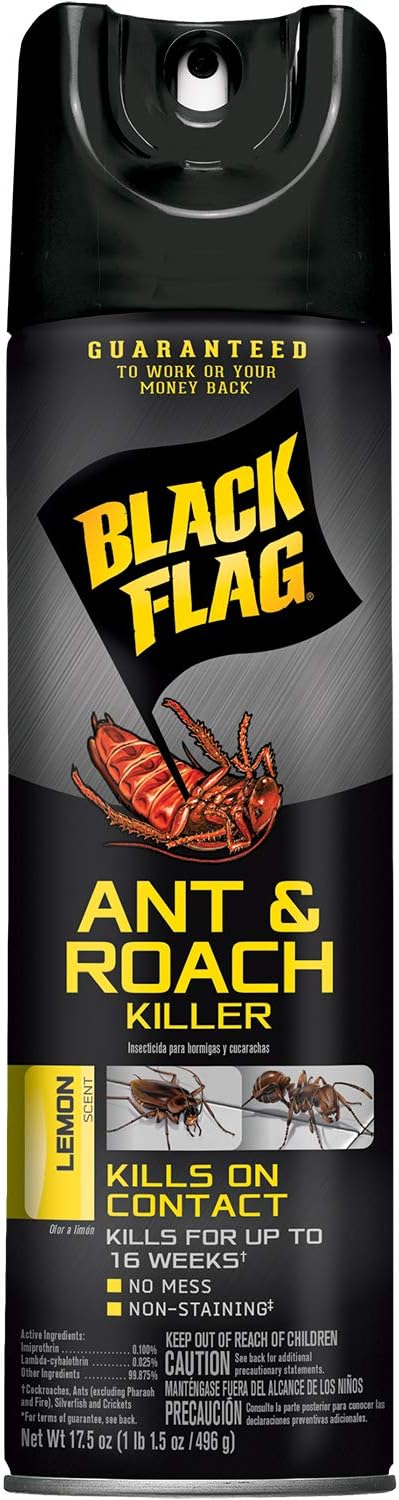 Black Flag Ant &amp Roach Killer Aerosol Lemon Scent 17.5-Ounce 12-Pack