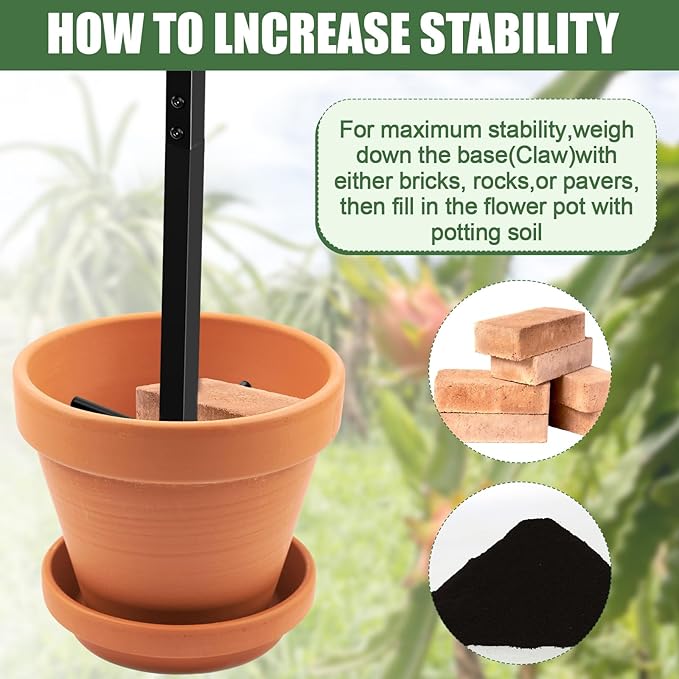 2 Pack 60 Inch Dragon Fruit Trellis Adjustable Garden Metal Plant Climbing Support with Wide Stretch Ties for Outdoor Vertical Gardens Vining Plants