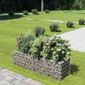 Gabion Raised Bed Silver Galvanized Steel 70.9 x 19.7 x 19.7 in Durable Outdoor Planter for Garden Patio