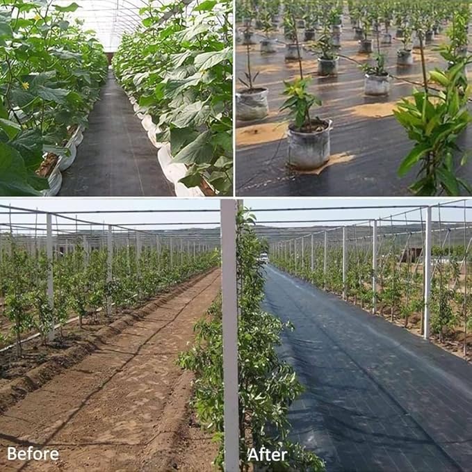 Weed Barrier Fabric 0.8m Wide Heavy Duty Ground Cover for Weed Control Gardening Mat 10m to 100m Long(0.8mx180m/2.6ftx590ft)