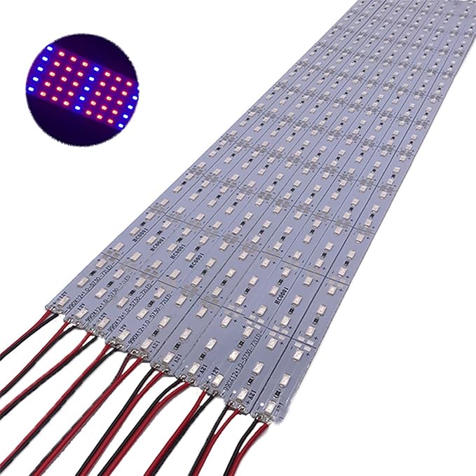 LED Plants Grow Lights DC 12 V 5730 SMD LED Bar Lights Compatible with Aquarium Greenhouse Lamp 10pcs 50CM (Color : Without Cover Size : 2Red 4 Blue)