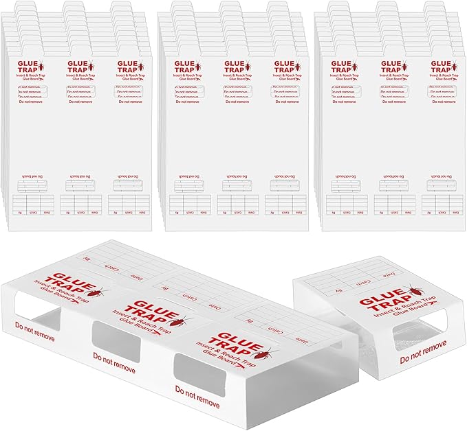 Qualirey 150 Pack/50 Sheets Spider and Insect Glue Insect Traps Glue Boards Bulk Adhesive Cockroach Cricket Sticky Traps for Mice Spider Moth Cockroaches Cricket House Indoor Outdoor