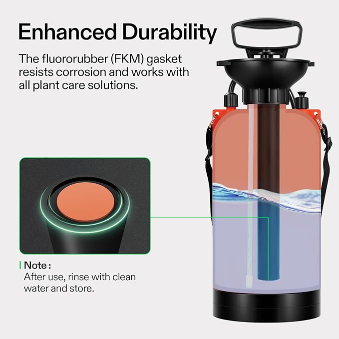 VIVOSUN 1.59-Gallon Pump Pressure Sprayer Pressurized Lawn &amp Garden Water Spray Bottle with Adjustable Shoulder Strap for Plants Spraying Garden Watering and Household Cleaning