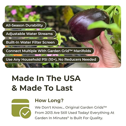 Garden Grid Watering System | Square Foot Gardening Grid &amp Irrigation in One | Pre-Assembled Watering Grid and Square Foot Garden Style Planting Template | USA-Made Quality | Size: 4x6 – Dims: 44