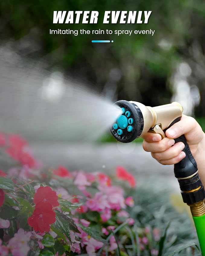 RAINPOINT Garden Hose Nozzle 9 Spray Patterns Hose Sprayer Nozzle Heavy Duty Metal Water Hose Nozzle Adjustable Hand Sprayer Watering Plants and Lawn Pet Showering Blue