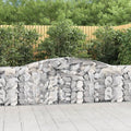 Arched Gabion Basket Set 2 Pcs 157.5 x 11.8 x 31.5/39.4 Galvanized Iron Garden Planter Box Decorative Outdoor Raised Garden Bed Sound Insulating Fence