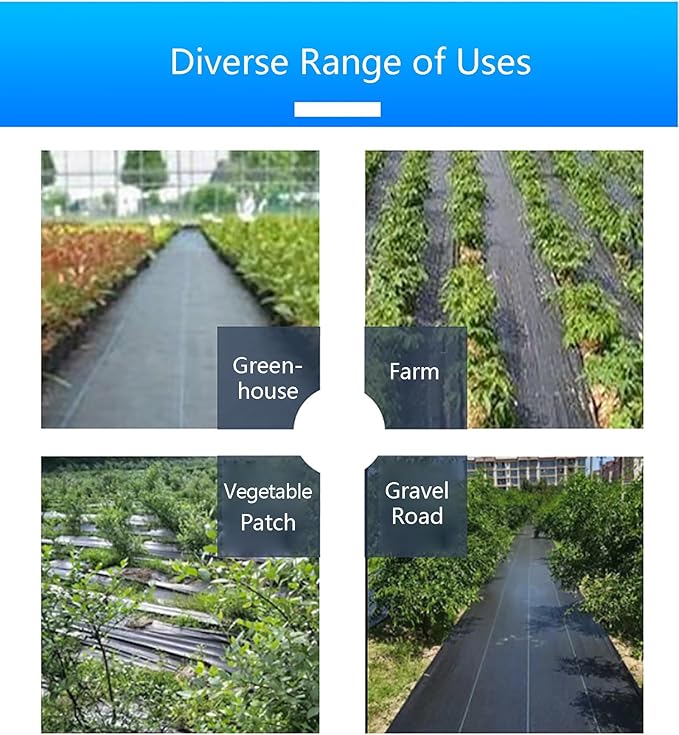 Heavy Duty Weed Control Membrane Ground Cover Membrane UV Stabilised Weed Control Fabric Weed Barrier Mat for Artificial Grass Patios Paths Flower Beds(1 * 100m)