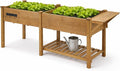 Raised Garden Bed with Legs OutdoorElevated Garden BoxStorage Shelf Protective Liner for BackyardPatioBalcony80x23x30in (Brown)