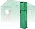 EAGLE PEAK Replacement Cover for 10x10 Gable Roof Pop up Greenhouse Front and Rear Roll-Up Zipper Entry Doors and 2 Large Roll-Up Side Windows (Frame Not Included) Green
