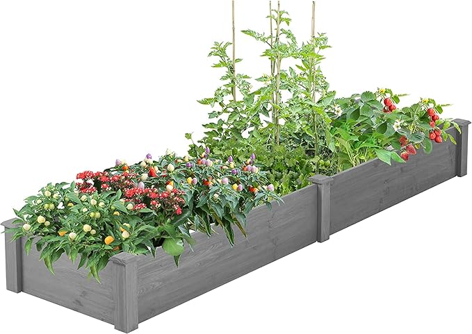 Over Ground Raised Garden Bed 96x28x10'' Large Long Planter Box for Outdoor Tool Free Assembly