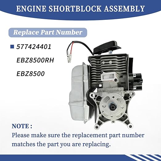 Engine Shortblock Assembly 577424401 Compatible with Redmax EBZ8500RH EBZ8500 Backpack Blower