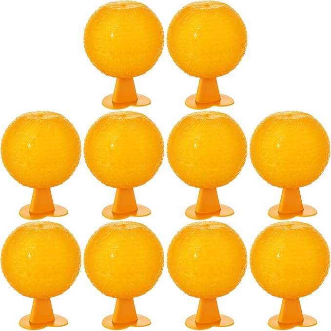 Qualirey 10 Set Fruit Fly Sticky Trap Balls Fungus Gnat Killer Bug Catcher Gnat Trap Insect Traps Indoor Outdoor Plant Fly Sticky Traps Ball for Fungus Plants (Orange)
