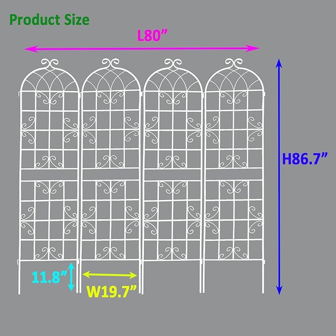 4 Pack Metal GTr86.7 x 19.7 Rustproof for Climbing Plants Outdoor Flower Support Cream White KY420