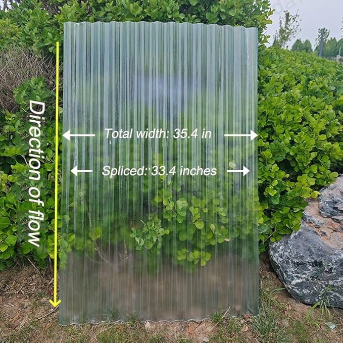 Clear Polycarbonate Roofing Sheet Splicable Corrugated Plastic UV Resistant Insulation Day Lighting Covering Panel for Greenhouse Canopy Carport Pergola Easy Cut (Clear 8 PCS 3x5.3 ft)
