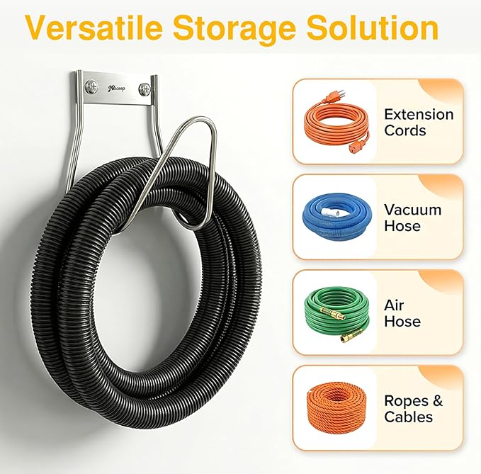 JBscoop Garden Hose Holder Stainless Steel Small Wall Mount Garden Hose Hook Ideal for Water Air Hydraulic Hose Ropes Extension Cords Heavy Duty &amp Rust Proof Size:6.3x7x6.3 Set of 1