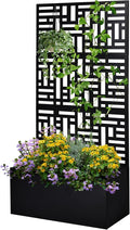 Metal Garden Bed with Trellis 70 Inch Height Metal Planter Box with Trellis Garden Box for Climbing Plants Vegetable for Climbing Plants Vegetables Vines Privacy Planters for Patio（Black