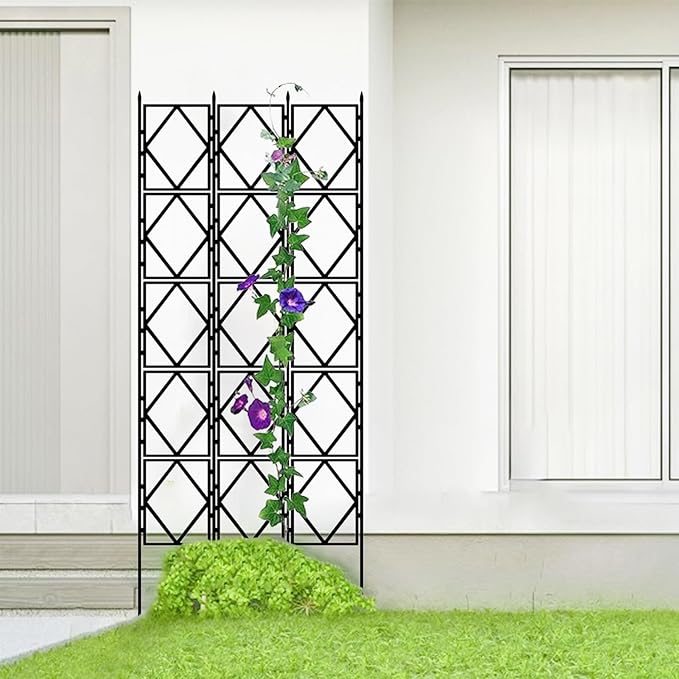 Plant Trellis for Vertical Climbing Plants Foldable Plant Trellis Garden Climbing Trellis Outdoor Decorative Plant Support for Patio &amp Yard Black(W60xH120CM(2.0x3.9FT))