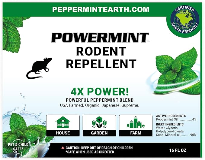 16 Oz Peppermint Oil Rodent Repellent Spray 2-Pack
