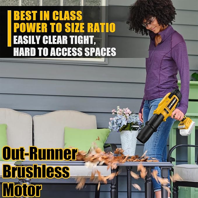 Cordless Leaf Blower with 2 X 4.0Ah Batteries and ChargerBattery Powered Blower800000RPMHandheld Leaf Blower for Lawn Care PatioCar Drying Leaves &amp Dust