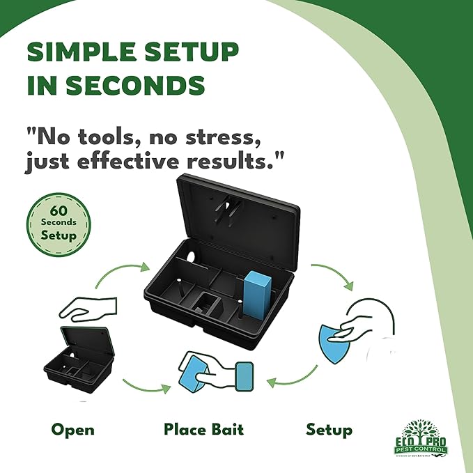 Mouse Bait Station | 4-Pack Indoor &amp Outdoor Mouse Bait Stations | Bait (Not Included) is Secured by Lock &amp Key | Pet &amp Child-Safe Alternative to Mouse Traps | for Mice Only - Small Size