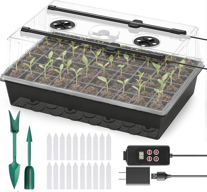 60-Cell Self-Watering Seed Starter Tray with Grow Light Upgraded 1–24H Timer Seed Trays with Humidity Dome Indoor Gardening System Starter Kit for Seeds Plant Germination