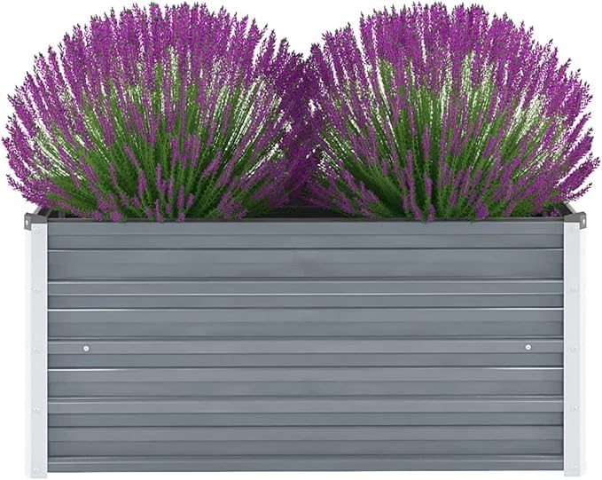 Garden Raised Bed Galvanized Steel 39.4 x 15.7 x 17.7 Gray SH141770A