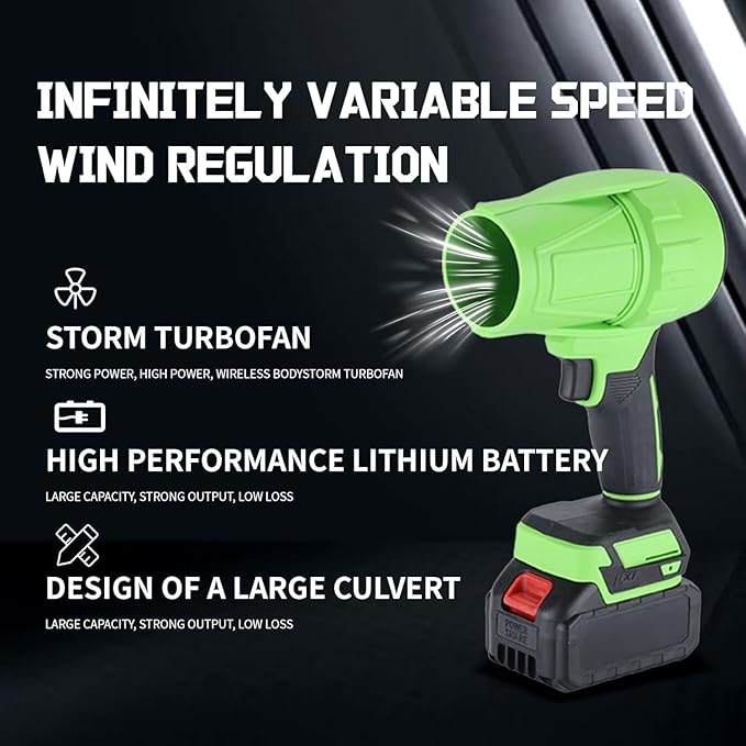 Brushless Leaf Blower Cordless with Battery: 55000RPM 850CFM Electric Leaf Blower with 2PCS 48V Batteries - Portable Handheld blowers for Lawn Care Patio Cleaning Green