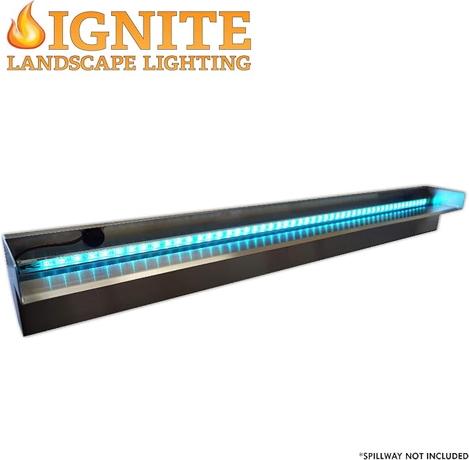 Ignite Landscape Lighting 36 Color Changing Spillway Light Bar with 6-Watt Transformer and Remote for Landscape Lighting Ponds and Water Features - ILB36CC