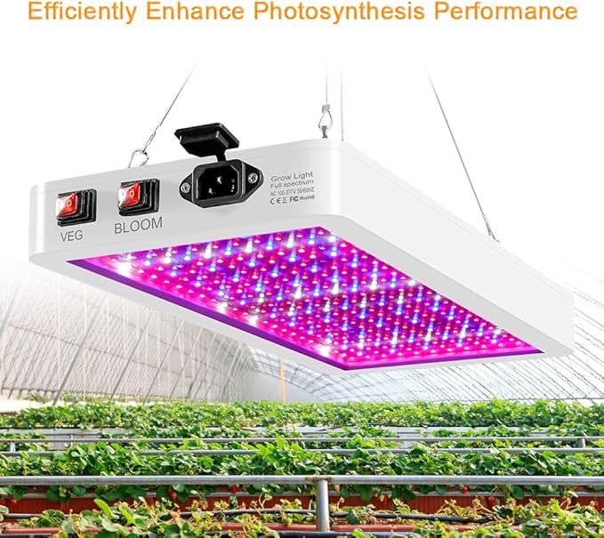 2000W LED Grow Light for Indoor Plants 312 LEDs Full Spectrum Veg and Bloom Dual Switch IP65 Waterproof Hanging Plant Growing Lamps for Seedlings Flowers Greenhouse