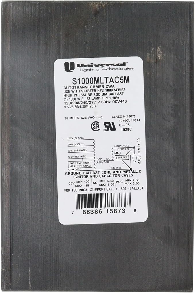 Universal Lighting Technologies S1000MLTAC5M-500C HPS Magnetic Ballast 1000W S52 120/208/240/277V