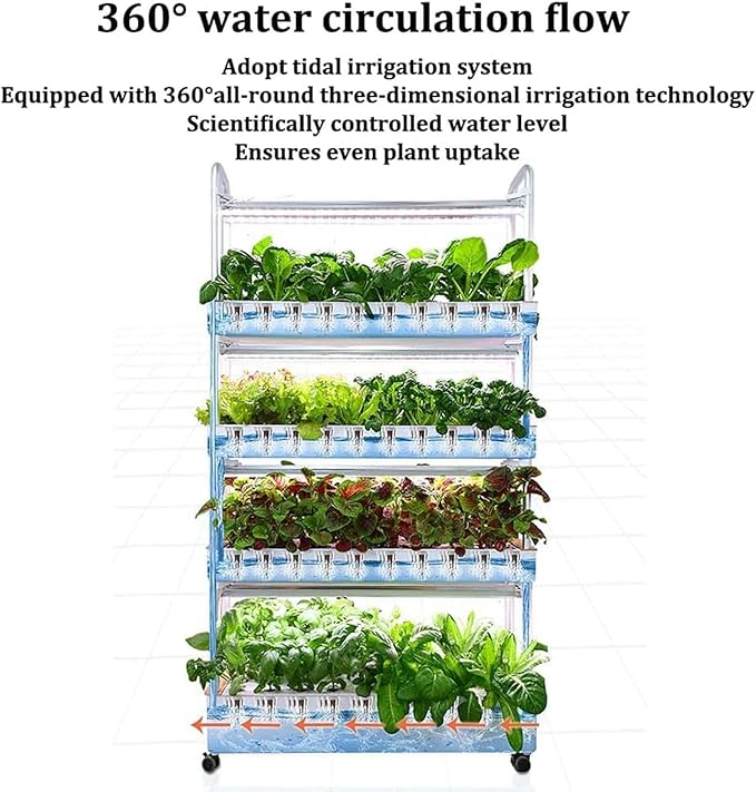 Hydroponic Growing with Automated LED Grow Lights Vertical Farming for Indoor Tower Garden Intelligent Multi-Layer Planter Cultivati