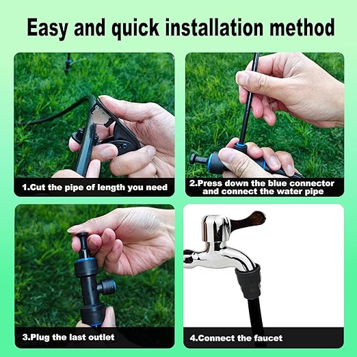 Drip Irrigation System for Garden Automatic Watering System with Adjustable 360° Copper Spray Nozzles DIY Drip Irrigation Kit for Yard Lawn Greenhouse Raised Beds &amp Potted Plants (66FT)