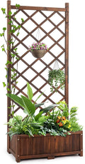 Wood Planter Raised Garden Bed with Trellis 67 Inch Tall Outdoor Garden Flower Standing Planter Box Privacy Screen Lattice Panels