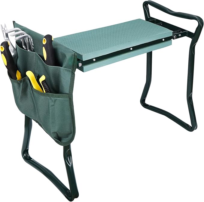 Folding Garden Kneeler Bench Kneeling Soft Eva Pad Seat with Stool Pouch