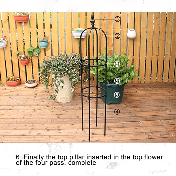 Garden Trellis for Climbing Plants Black Garden Trellises Potted Plant Climbing for Climbing Vines and Flowers Stands Indoor Outdoor(120CM)
