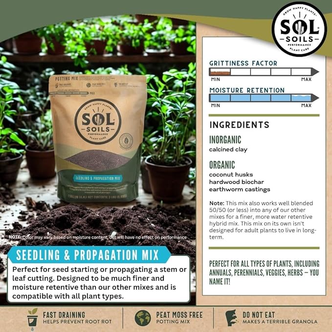 Sol Soils Seedling &amp Propagation Mix - Ideal Seedling Soil Mix for Healthy Plant Starts